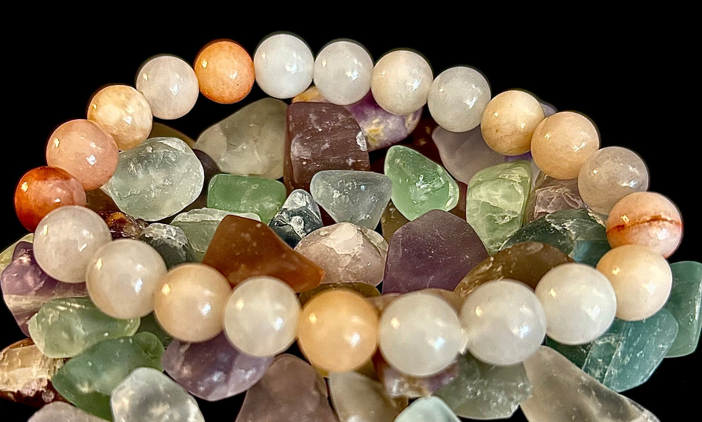 Pulsera de Ágata Flor hecha a mano – Cuentas de Piedra Natural de 8mm para Muñecas Pequeñas a Medianas