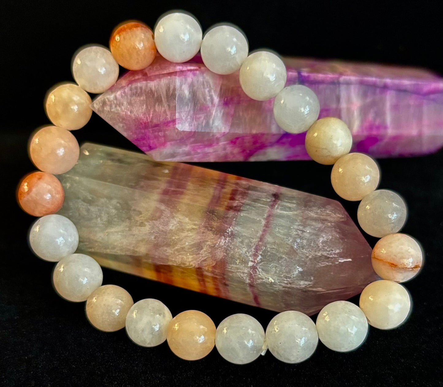 Pulsera de Ágata Flor hecha a mano – Cuentas de Piedra Natural de 8mm para Muñecas Pequeñas a Medianas