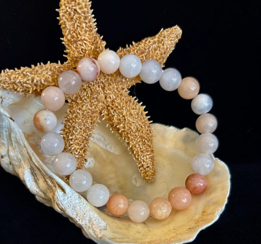 Pulsera de Ágata Flor hecha a mano – Cuentas de Piedra Natural de 8mm para Muñecas Pequeñas a Medianas