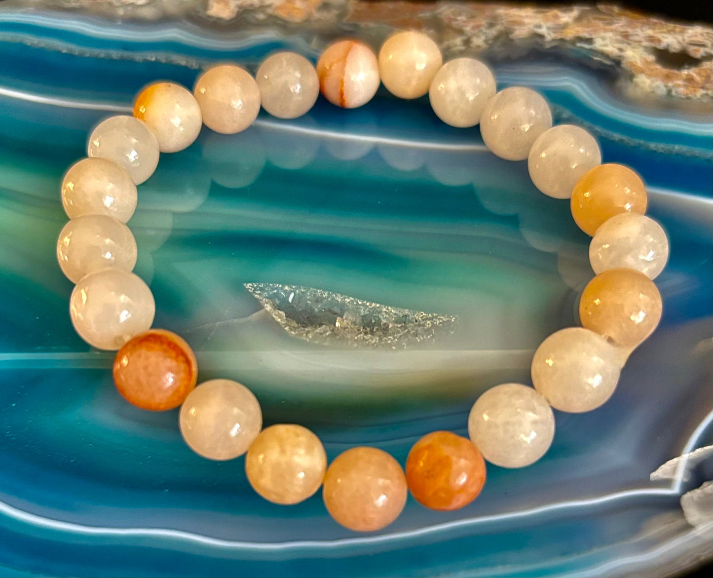 Pulsera de Ágata Flor hecha a mano – Cuentas de Piedra Natural de 8mm para Muñecas Pequeñas a Medianas