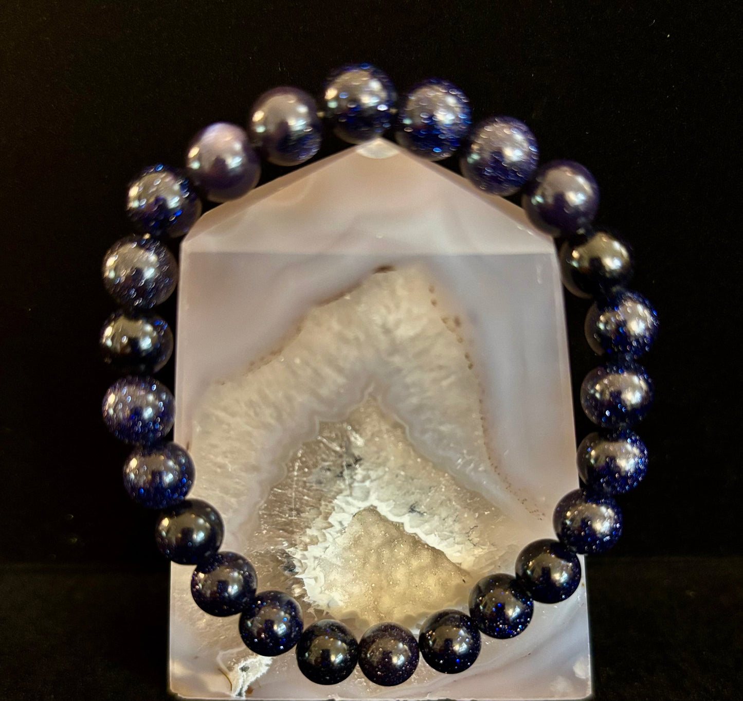 Magia de Medianoche – Pulsera de Piedra Solar Azul (Cuentas de 8mm) | Para Muñecas Pequeñas a Medianas
