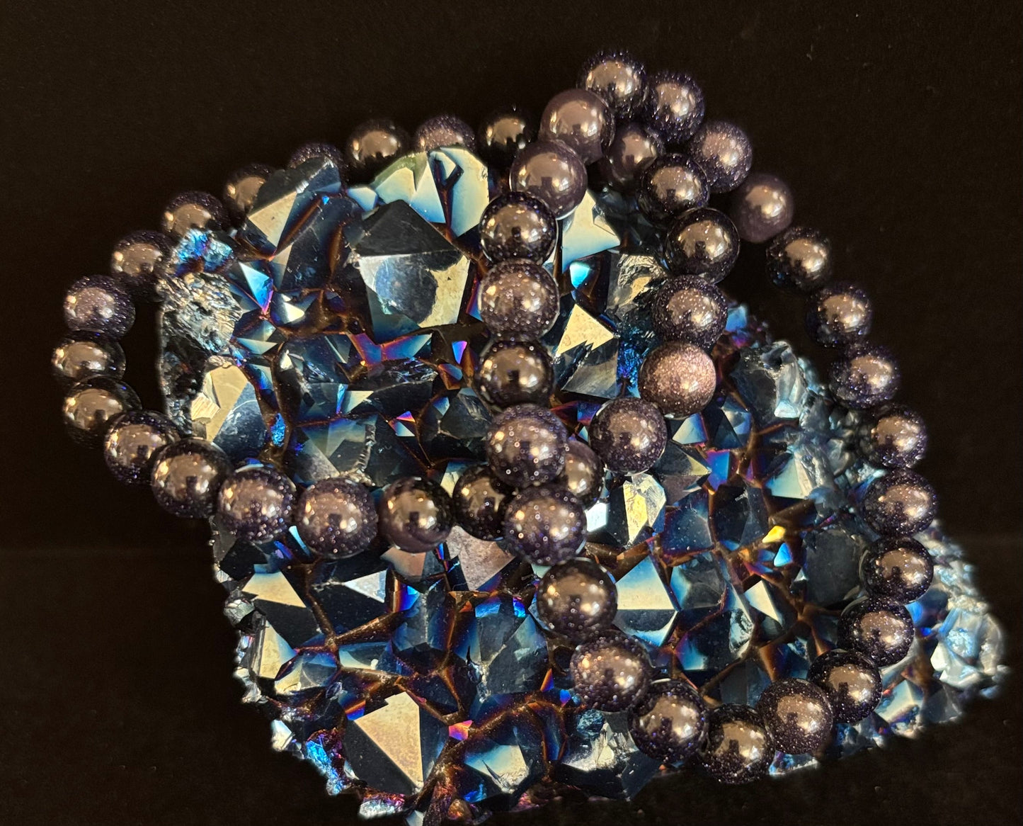 Magia de Medianoche – Pulsera de Piedra Solar Azul (Cuentas de 8mm) | Para Muñecas Pequeñas a Medianas