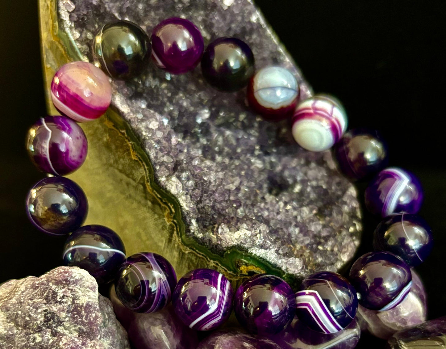 Pulsera Curativa de Amatista Natural – Cuentas de 8mm, 10mm o 12mm