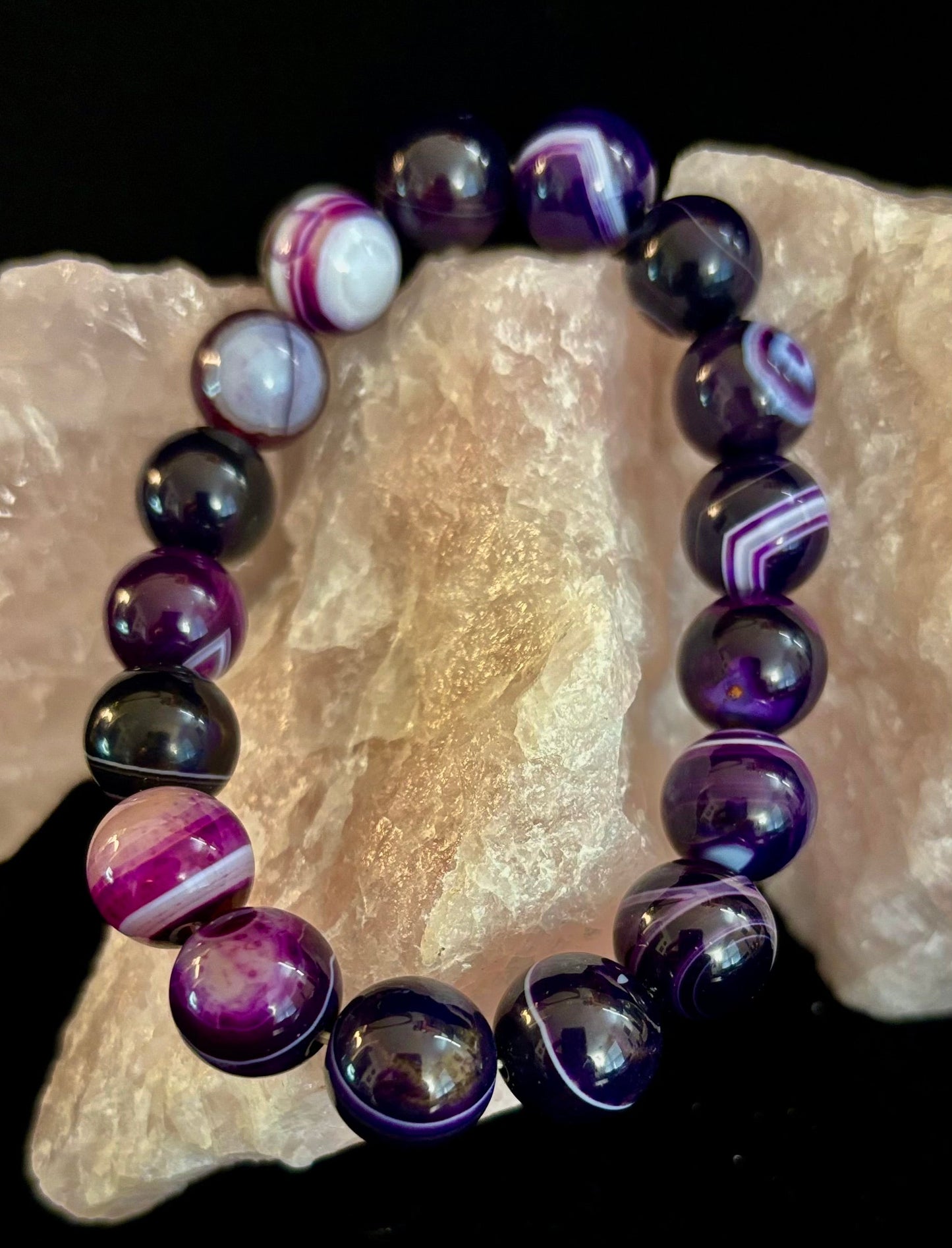 Pulsera Curativa de Amatista Natural – Cuentas de 8mm, 10mm o 12mm