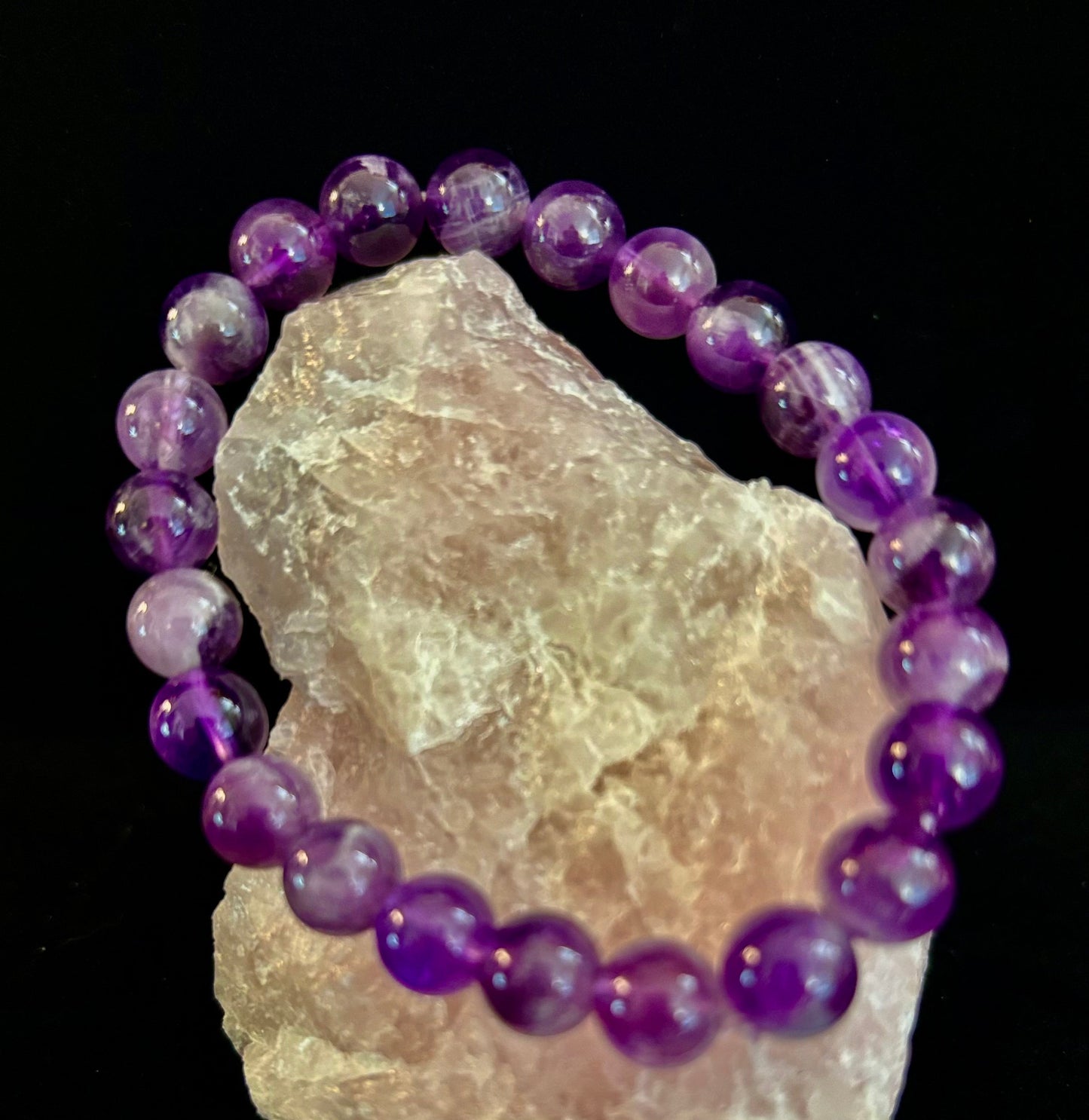 Pulsera Curativa de Amatista Natural – Cuentas de 8mm, 10mm o 12mm