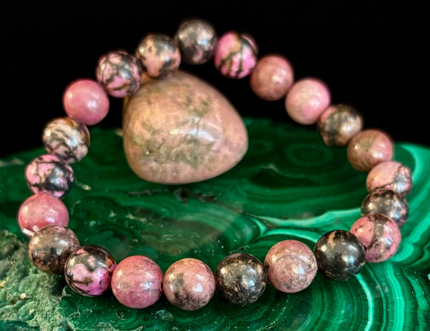 Pulsera de Cuentas de Rodonita Natural – Sanación Emocional y Energía Amorosa | Cuentas de 6mm y 8mm