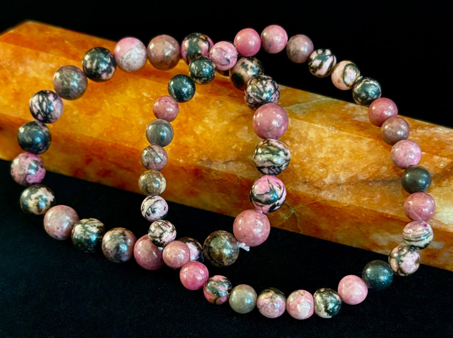 Pulsera de Cuentas de Rodonita Natural – Sanación Emocional y Energía Amorosa | Cuentas de 6mm y 8mm
