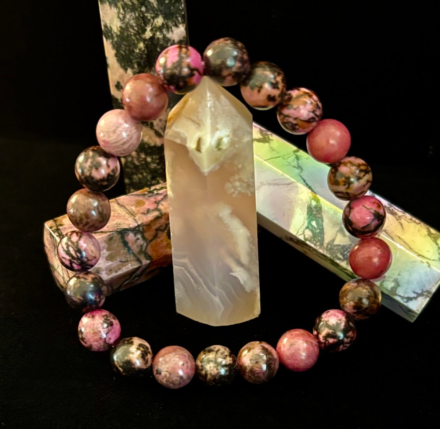Pulsera de Cuentas de Rodonita Natural – Sanación Emocional y Energía Amorosa | Cuentas de 6mm y 8mm