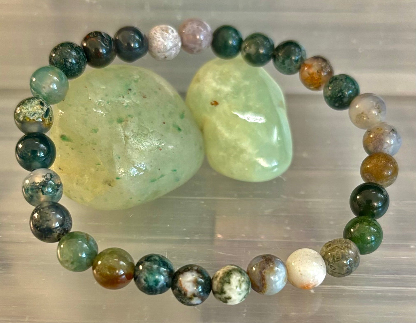Pulsera de Ágata India 6mm, 8mm y 10mm – Joyería para Enraizar, Equilibrar y Proteger Infundida con Reiki (Múltiples Tallas de Muñeca)