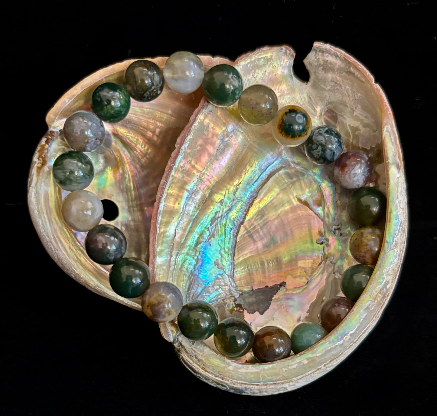 Pulsera de Ágata India 6mm, 8mm y 10mm – Joyería para Enraizar, Equilibrar y Proteger Infundida con Reiki (Múltiples Tallas de Muñeca)