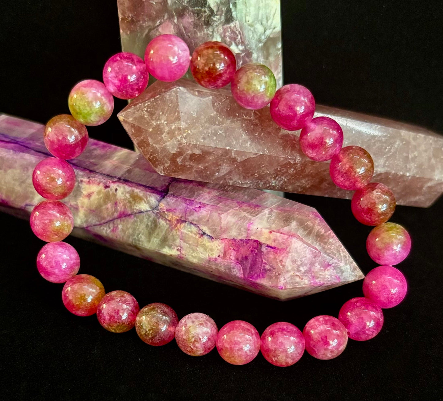 Pulsera de Cuentas de Cristal de Sandía – Energía Alegre y Sanación del Corazón 🍉✨
