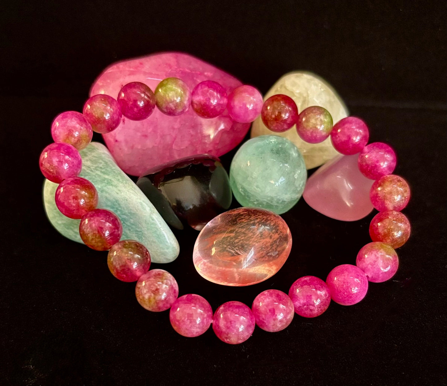Pulsera de Cuentas de Cristal de Sandía – Energía Alegre y Sanación del Corazón 🍉✨