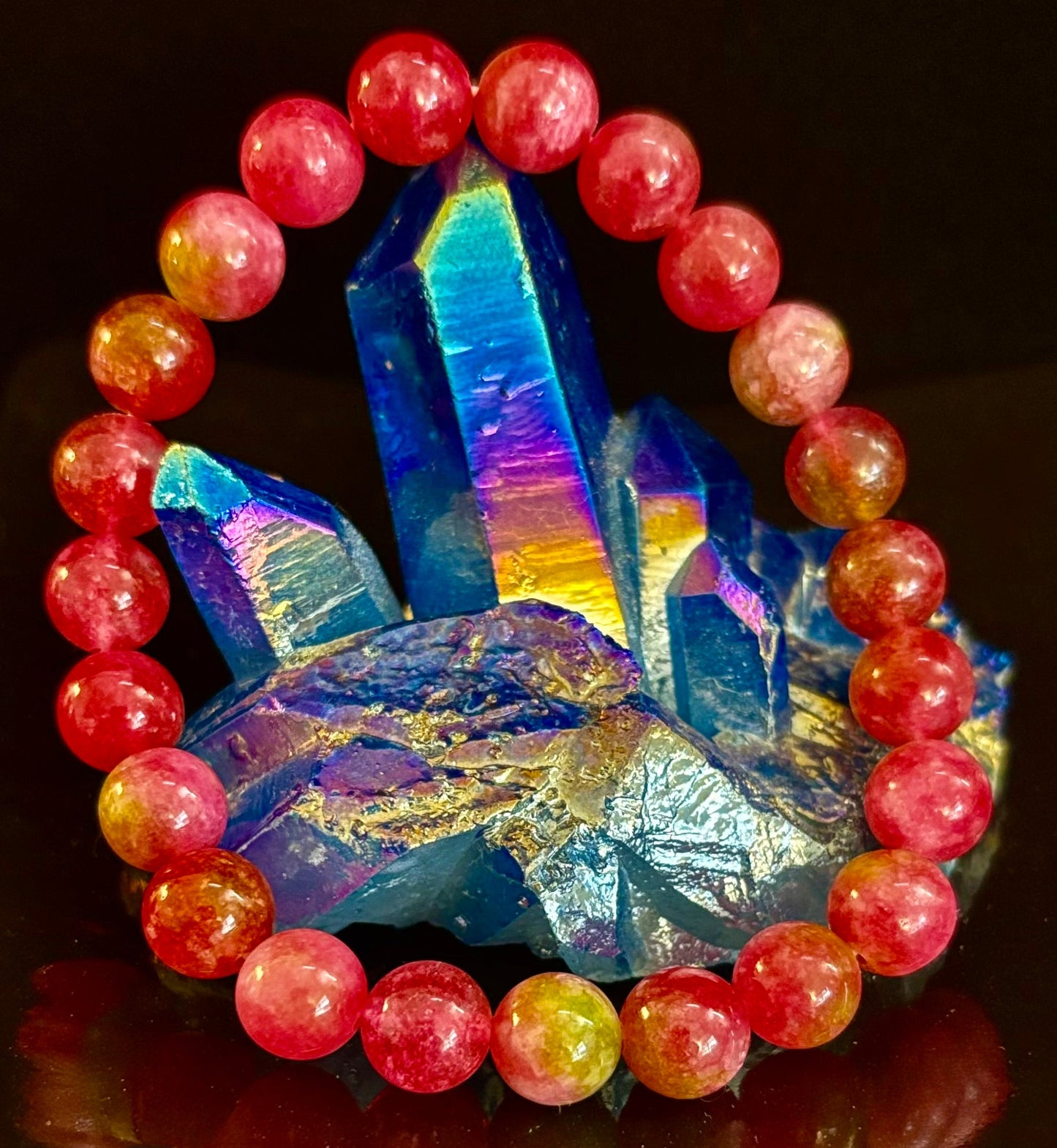 Pulsera de Cuentas de Cristal de Sandía – Energía Alegre y Sanación del Corazón 🍉✨