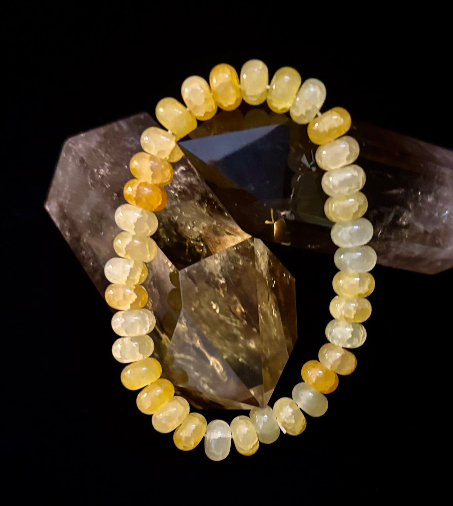 Pulsera Rondel de Ágata Amarilla – Alegría, Confianza y Claridad Mental | Muñecas Medianas