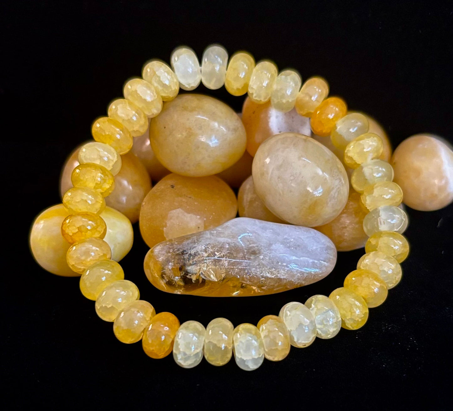 Pulsera Rondel de Ágata Amarilla – Alegría, Confianza y Claridad Mental | Muñecas Medianas