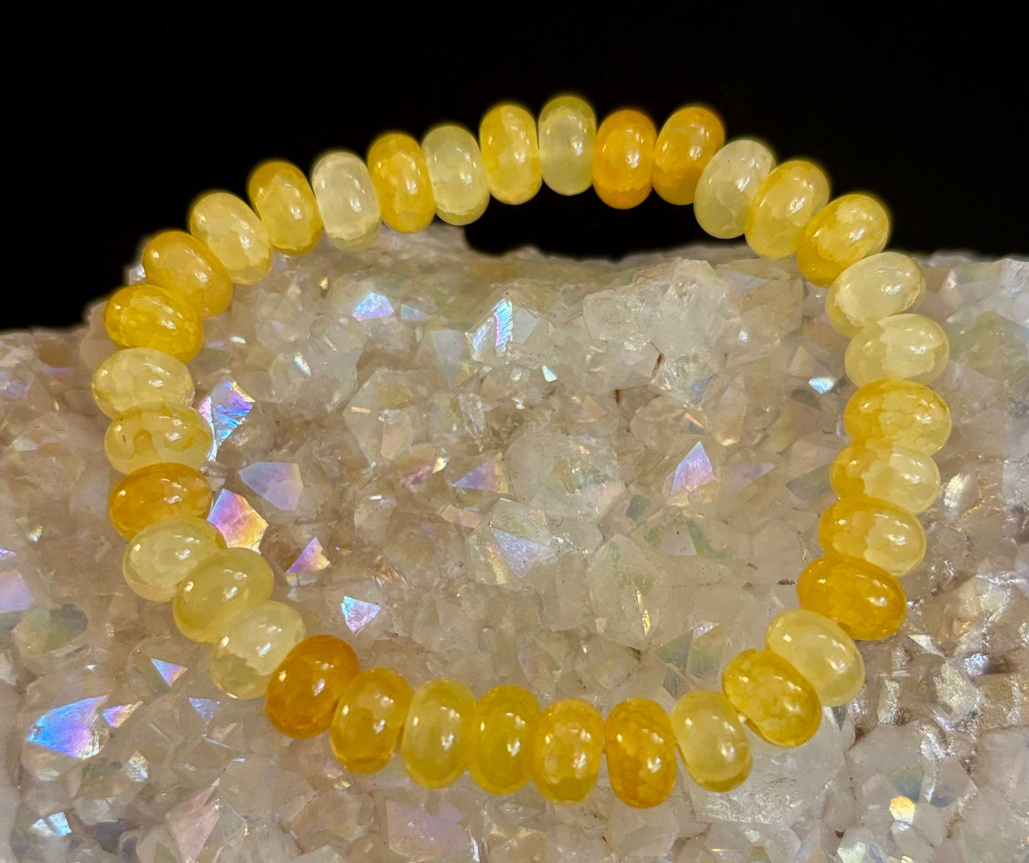 Pulsera Rondel de Ágata Amarilla – Alegría, Confianza y Claridad Mental | Muñecas Medianas