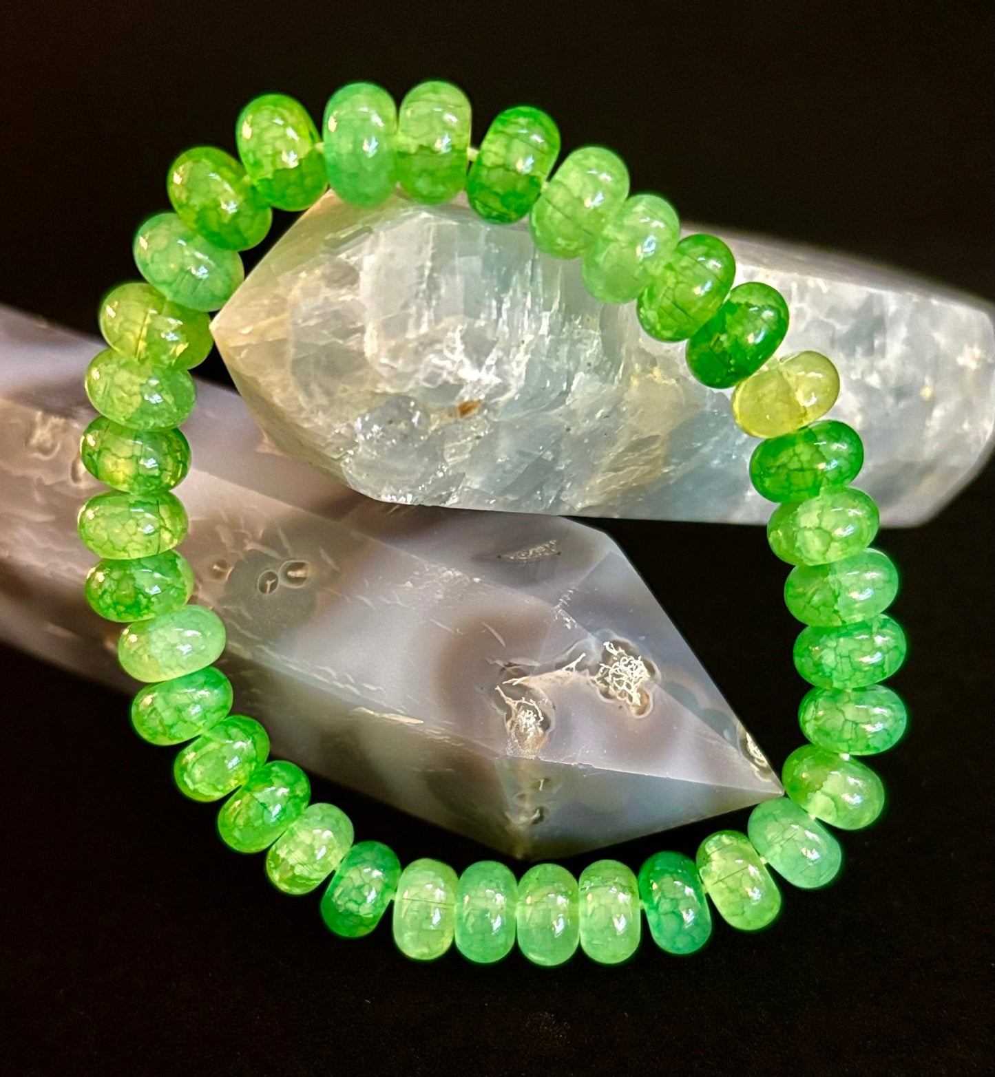 Pulsera de Rodel de Ágata Verde – Fuerza Calmante y Abundancia | Muñecas Medianas