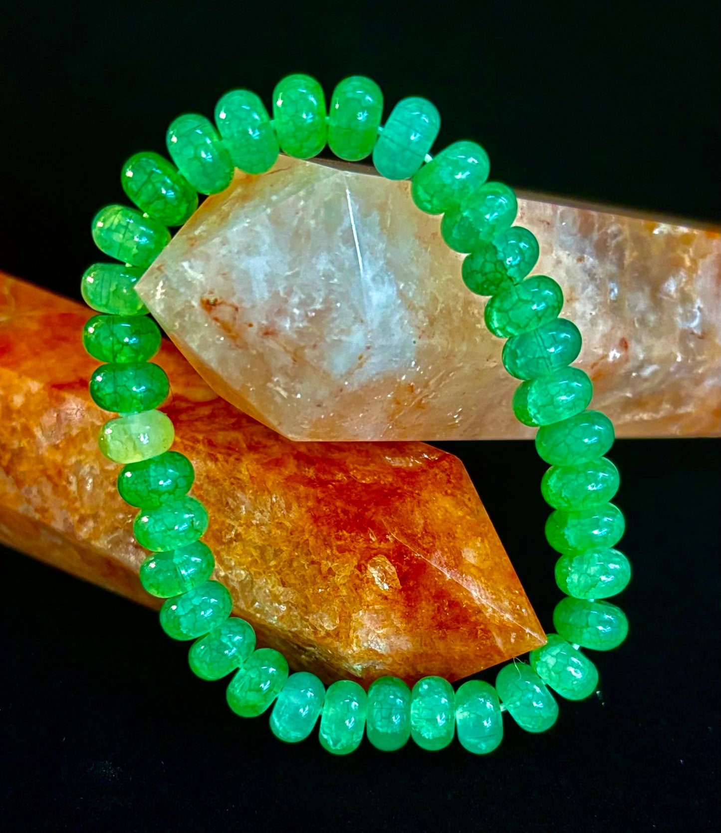 Pulsera de Rodel de Ágata Verde – Fuerza Calmante y Abundancia | Muñecas Medianas