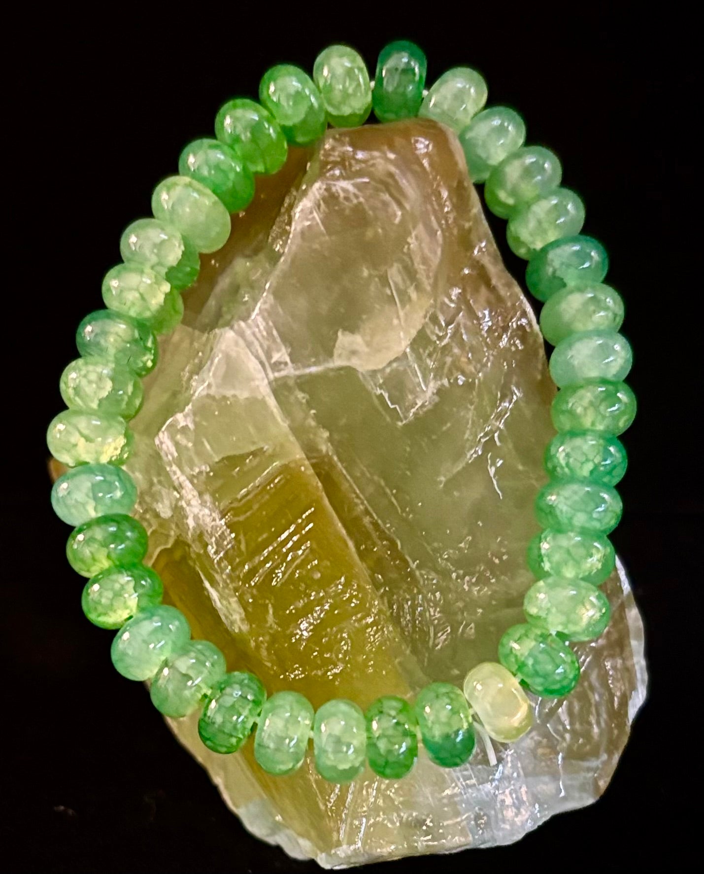 Pulsera de Rodel de Ágata Verde – Fuerza Calmante y Abundancia | Muñecas Medianas
