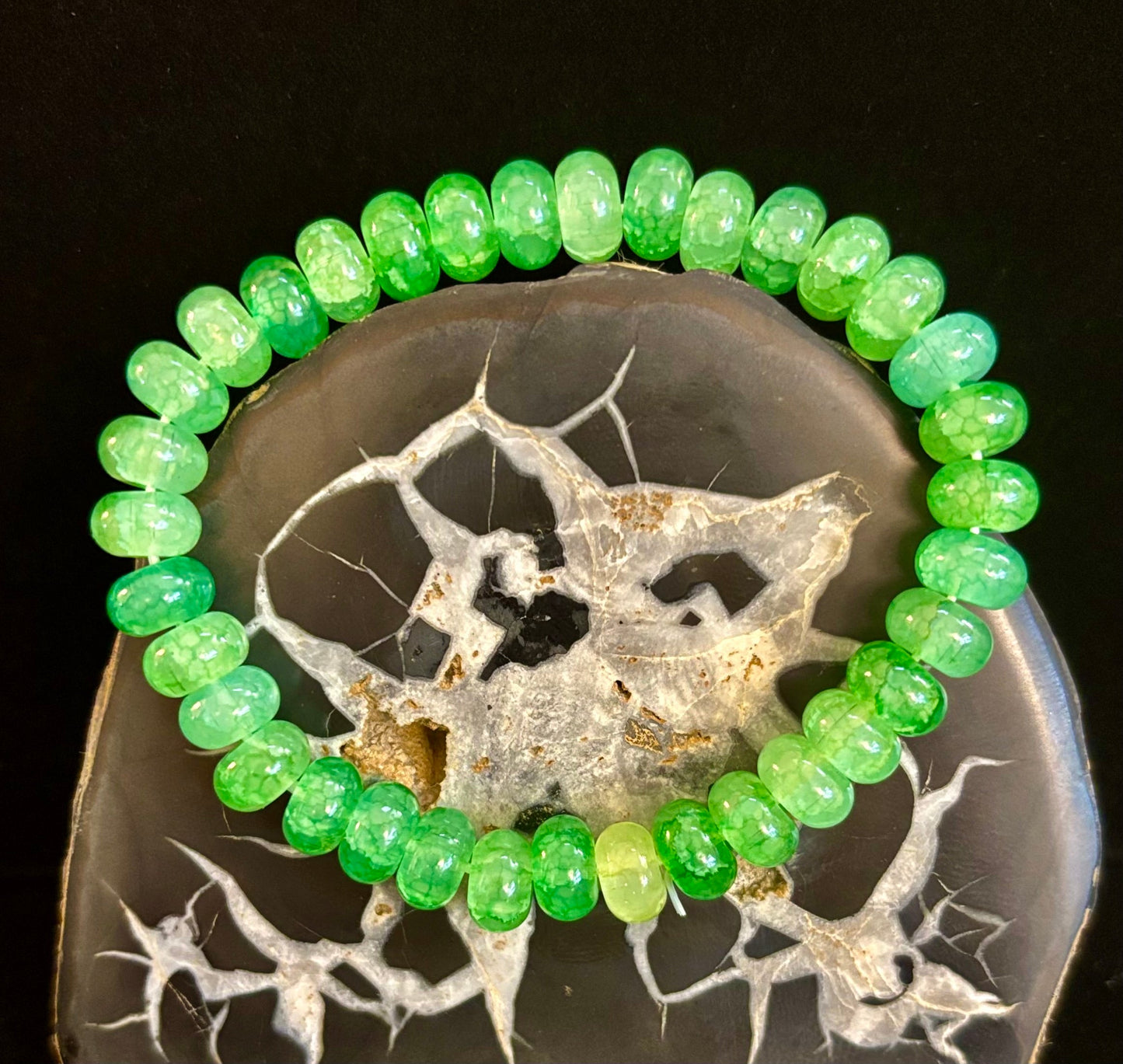 Pulsera de Rodel de Ágata Verde – Fuerza Calmante y Abundancia | Muñecas Medianas