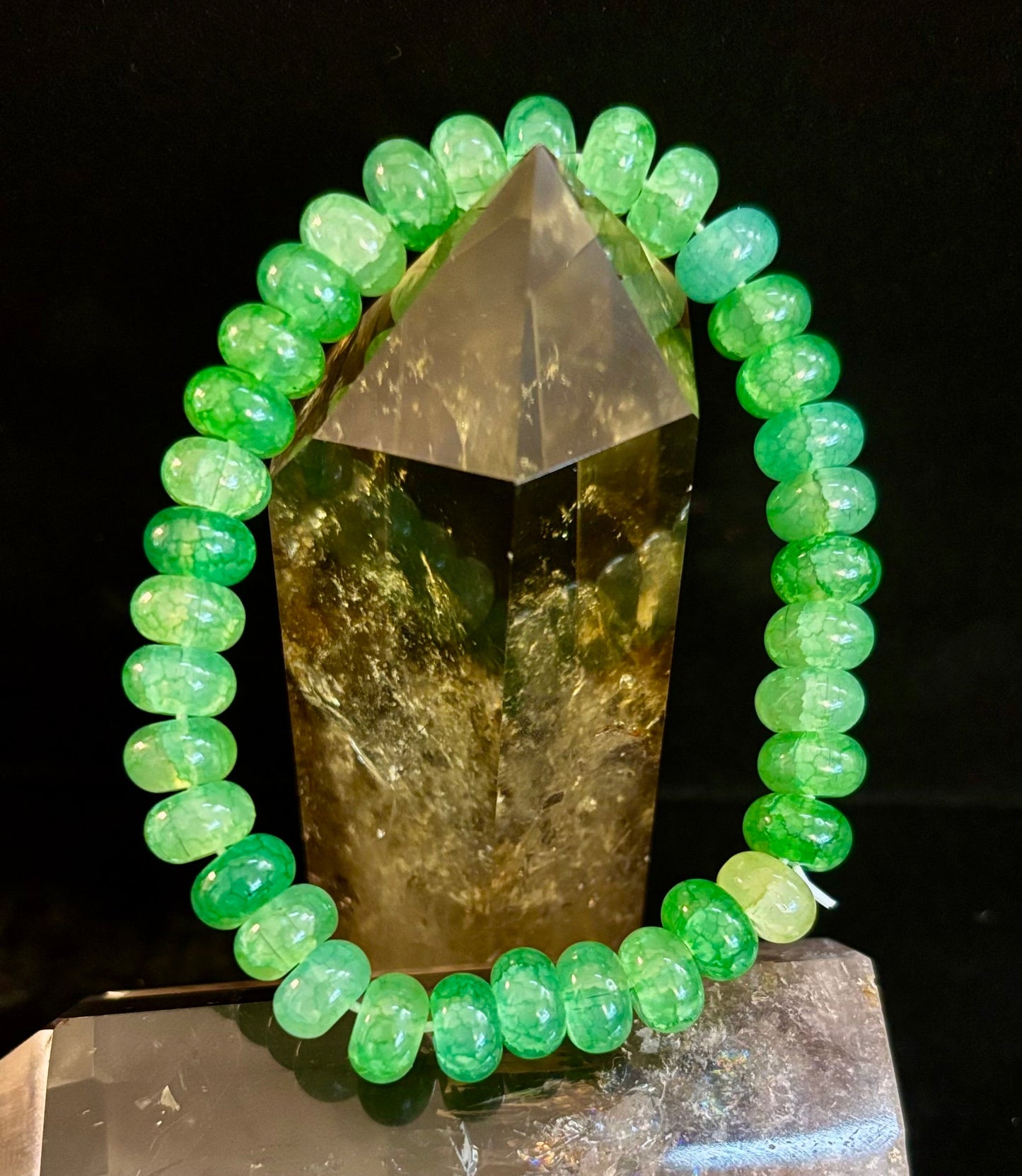 Pulsera de Rodel de Ágata Verde – Fuerza Calmante y Abundancia | Muñecas Medianas