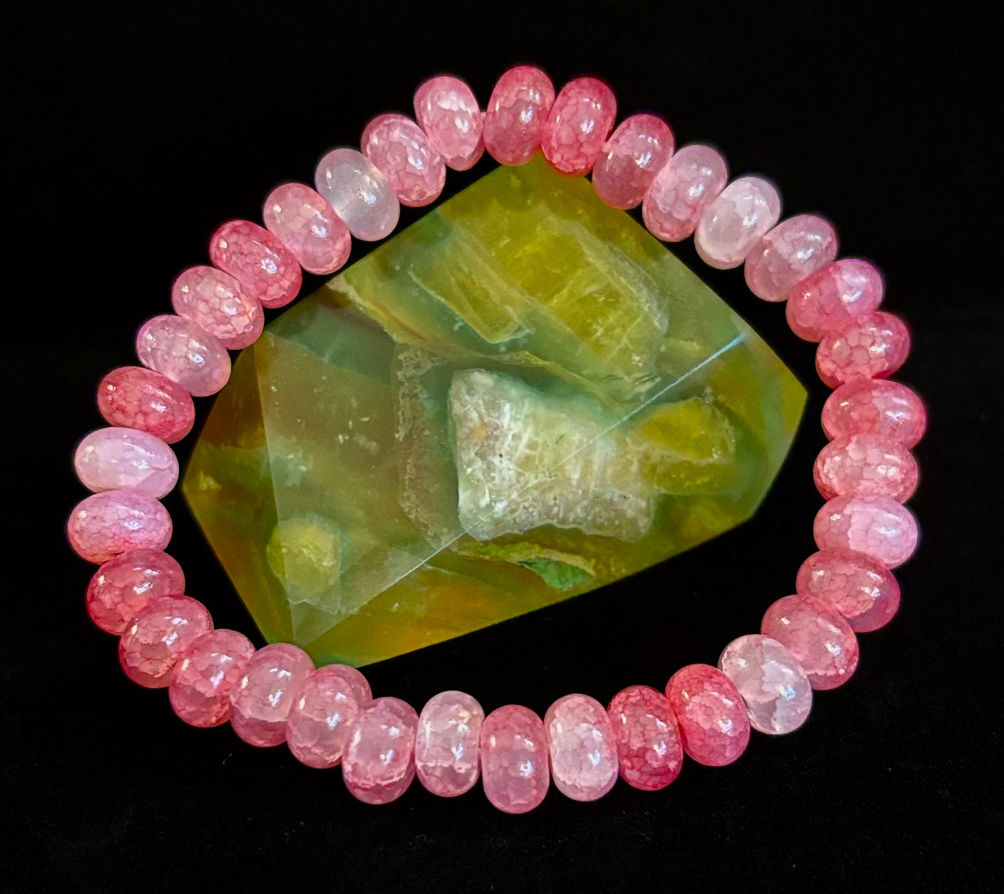 Pulsera Rondelle de Ágata Rosa - Amor Propio y Sanación Emocional | Muñecas Medianas