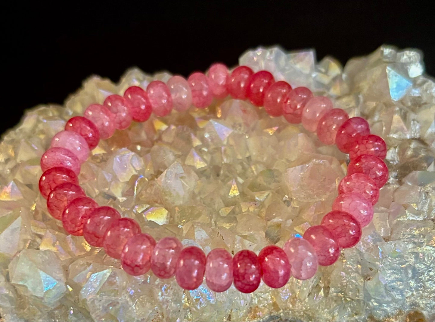 Pulsera Rondelle de Ágata Rosa - Amor Propio y Sanación Emocional | Muñecas Medianas