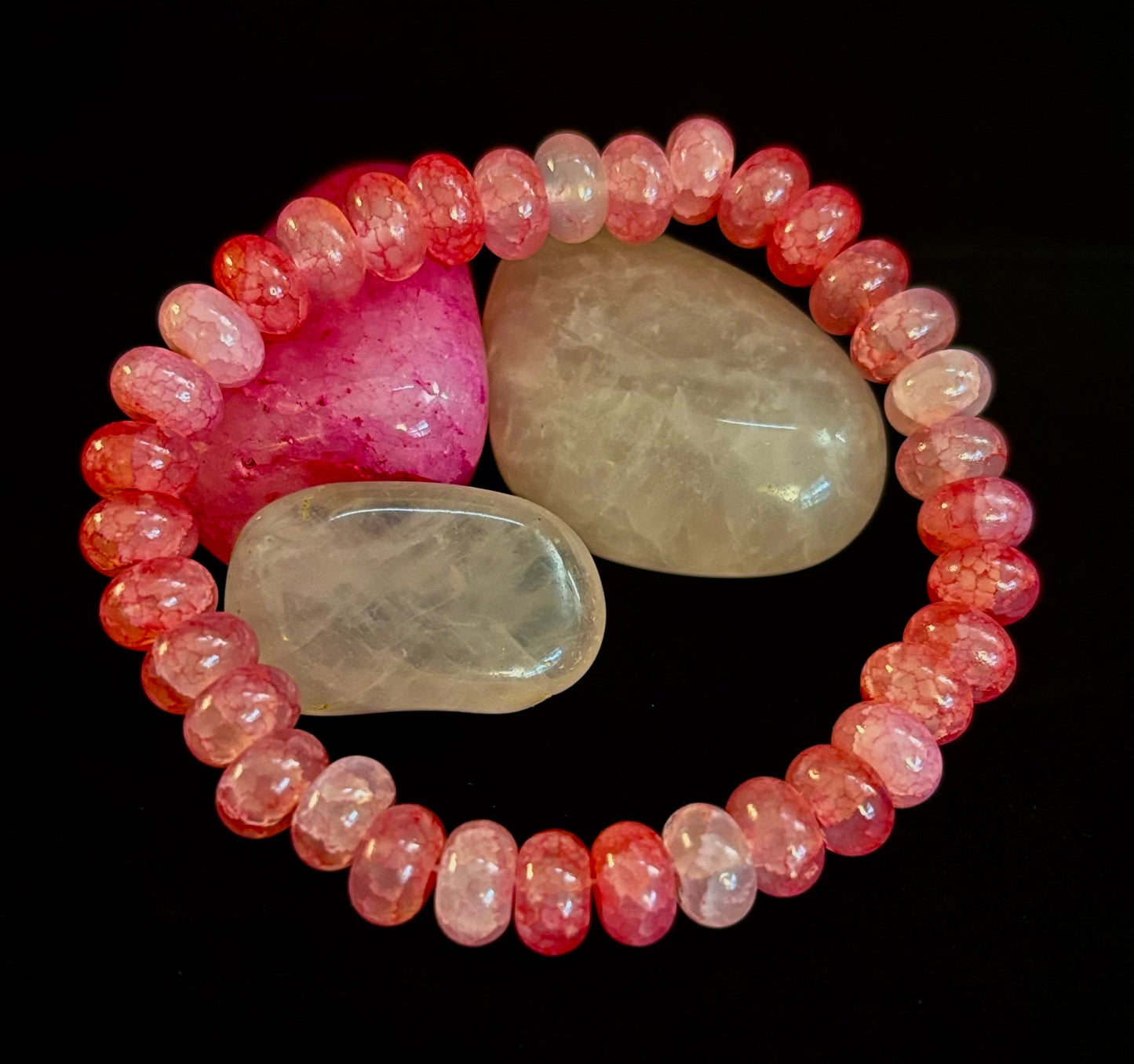 Pulsera Rondelle de Ágata Rosa - Amor Propio y Sanación Emocional | Muñecas Medianas
