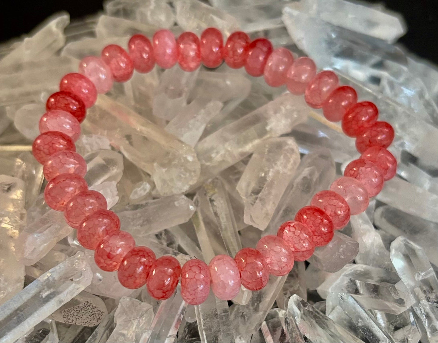 Pulsera Rondelle de Ágata Rosa - Amor Propio y Sanación Emocional | Muñecas Medianas