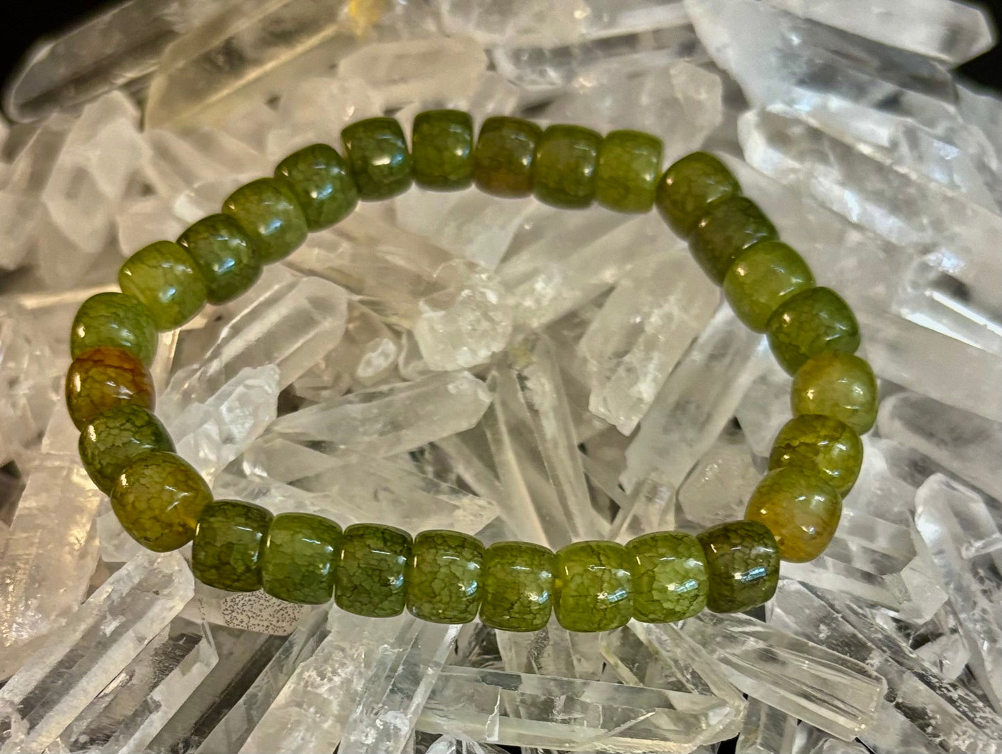 Pulsera de ágata verde oscuro tipo rondel – Enraizamiento, fuerza y prosperidad | Para muñecas medianas