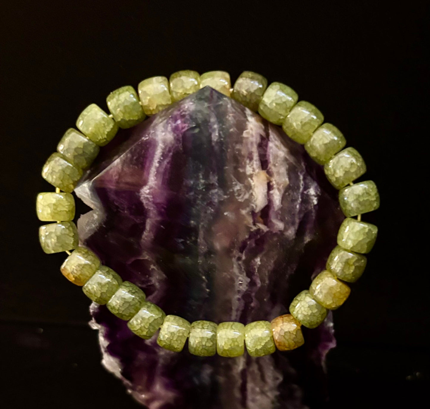 Pulsera de ágata verde oscuro tipo rondel – Enraizamiento, fuerza y prosperidad | Para muñecas medianas