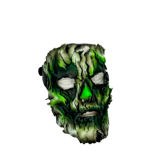 Máscara de Cuero Genuino - Payaso Destrozado Verde - Cubierta Facial Completa Hecha a Mano para Halloween, Espectáculos o Disfraces de Cosplay
