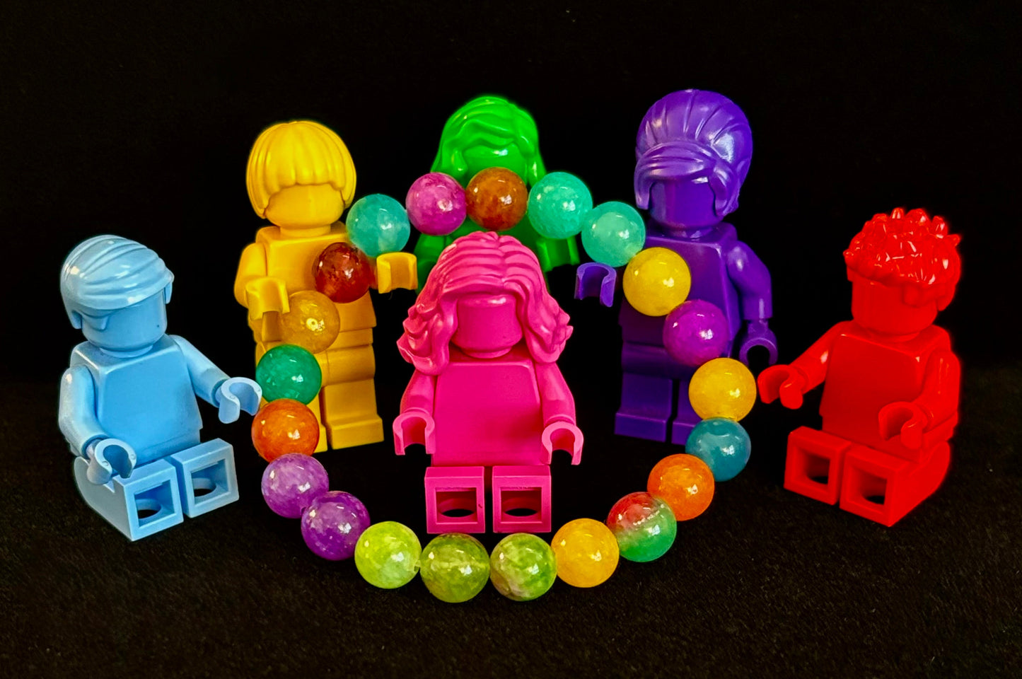 Pulsera elástica de jade multicolor arcoíris para niños – 16cm | Energía vibrante y protección suave