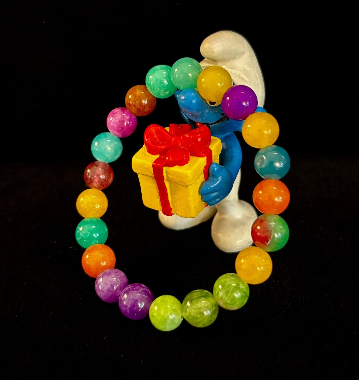 Pulsera elástica de jade multicolor arcoíris para niños – 16cm | Energía vibrante y protección suave