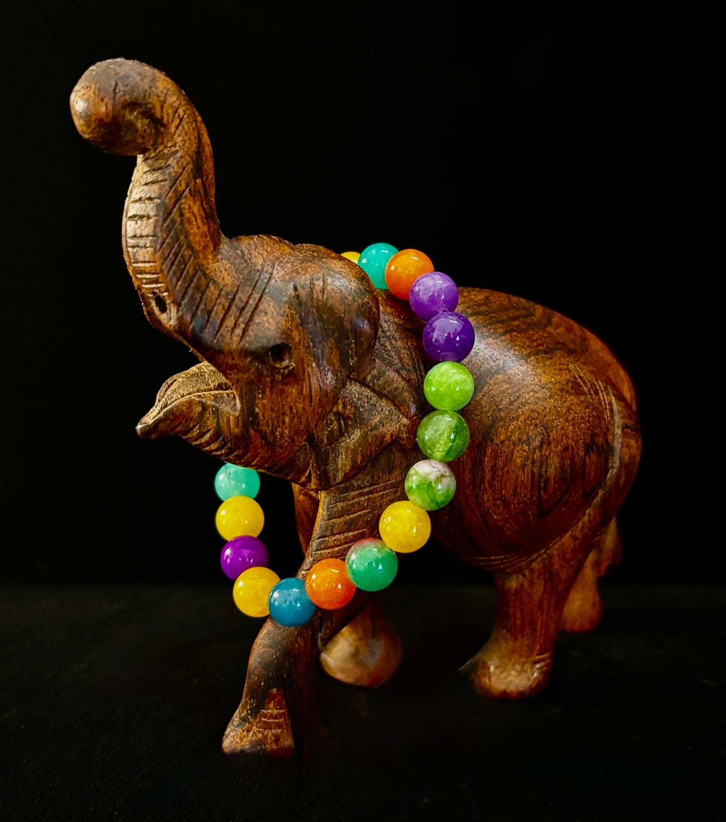 Pulsera elástica de jade multicolor arcoíris para niños – 16cm | Energía vibrante y protección suave