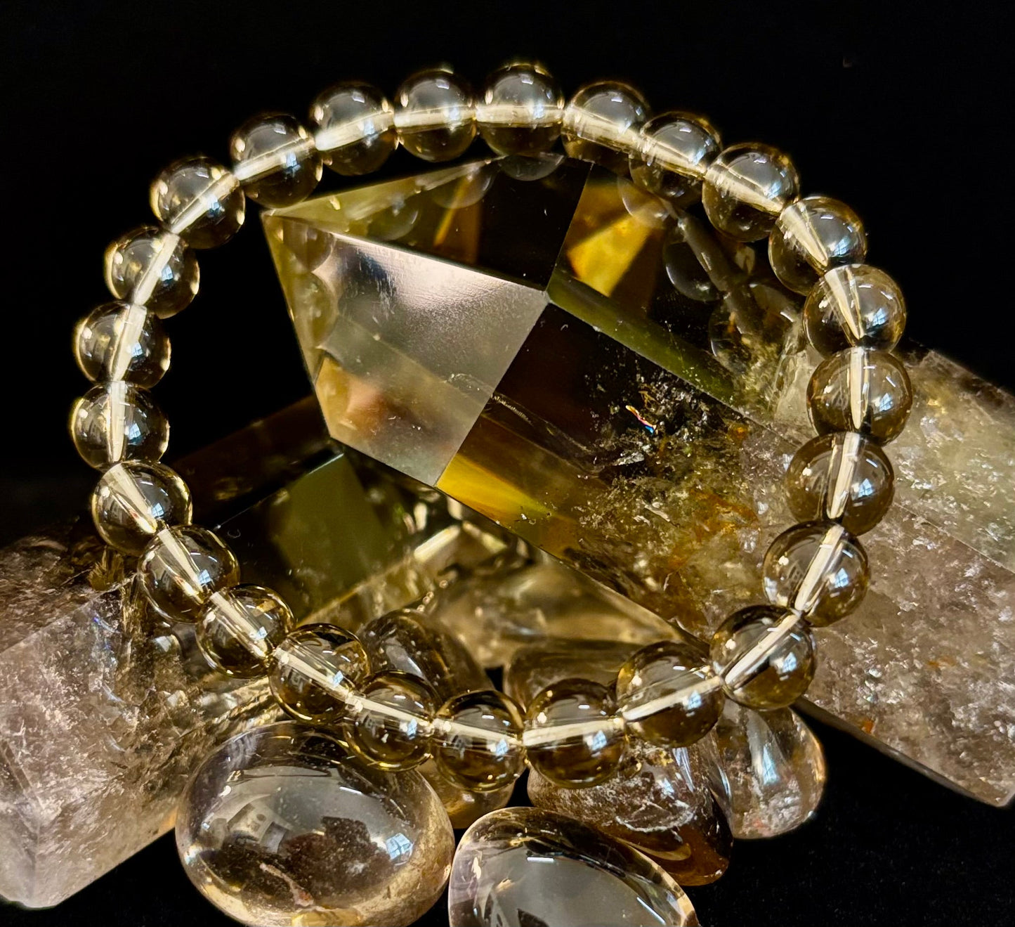 Pulsera de cuarzo ahumado – Cristal natural de 8 mm para conexión a tierra, protección y claridad