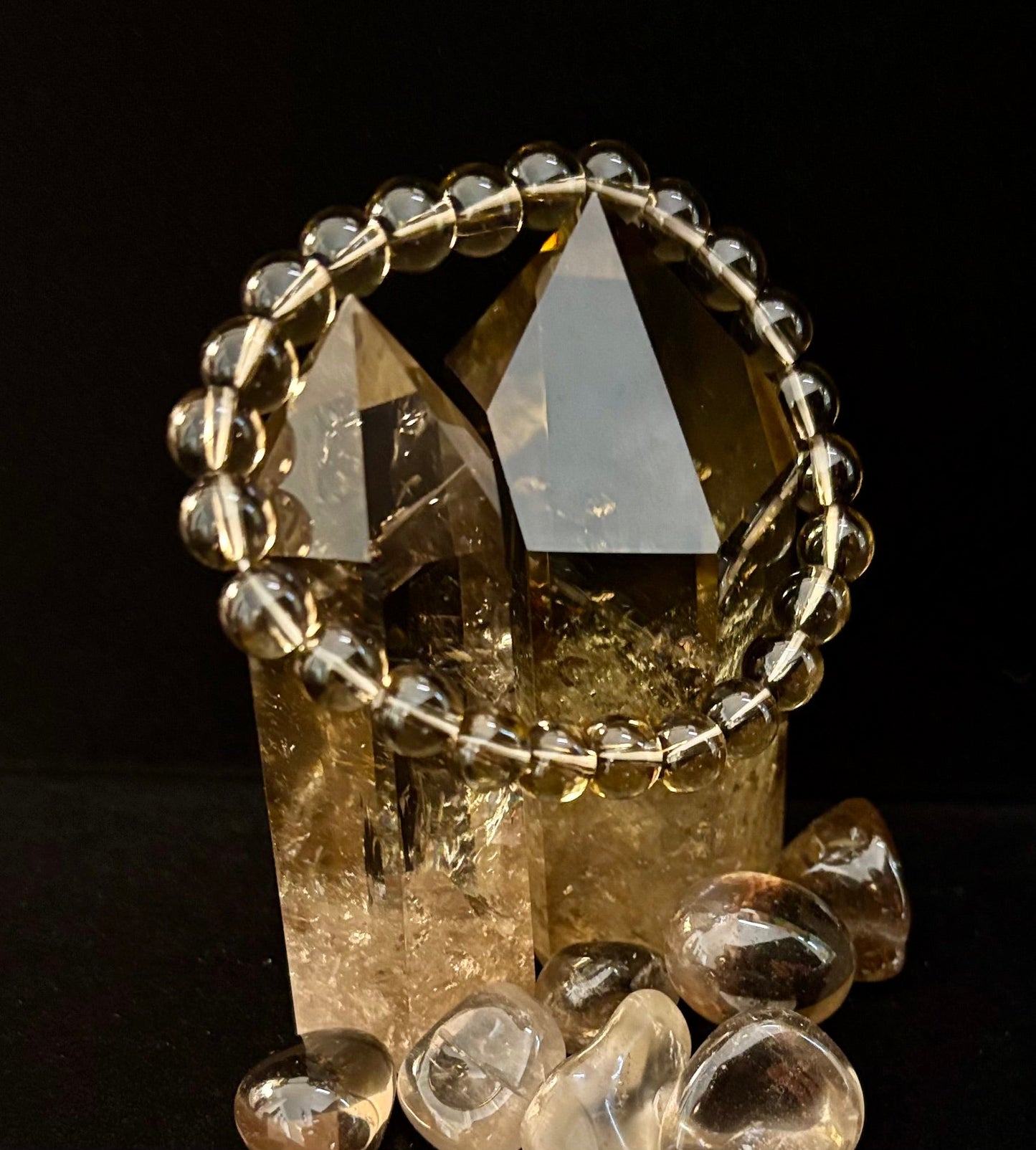 Pulsera de cuarzo ahumado – Cristal natural de 8 mm para conexión a tierra, protección y claridad