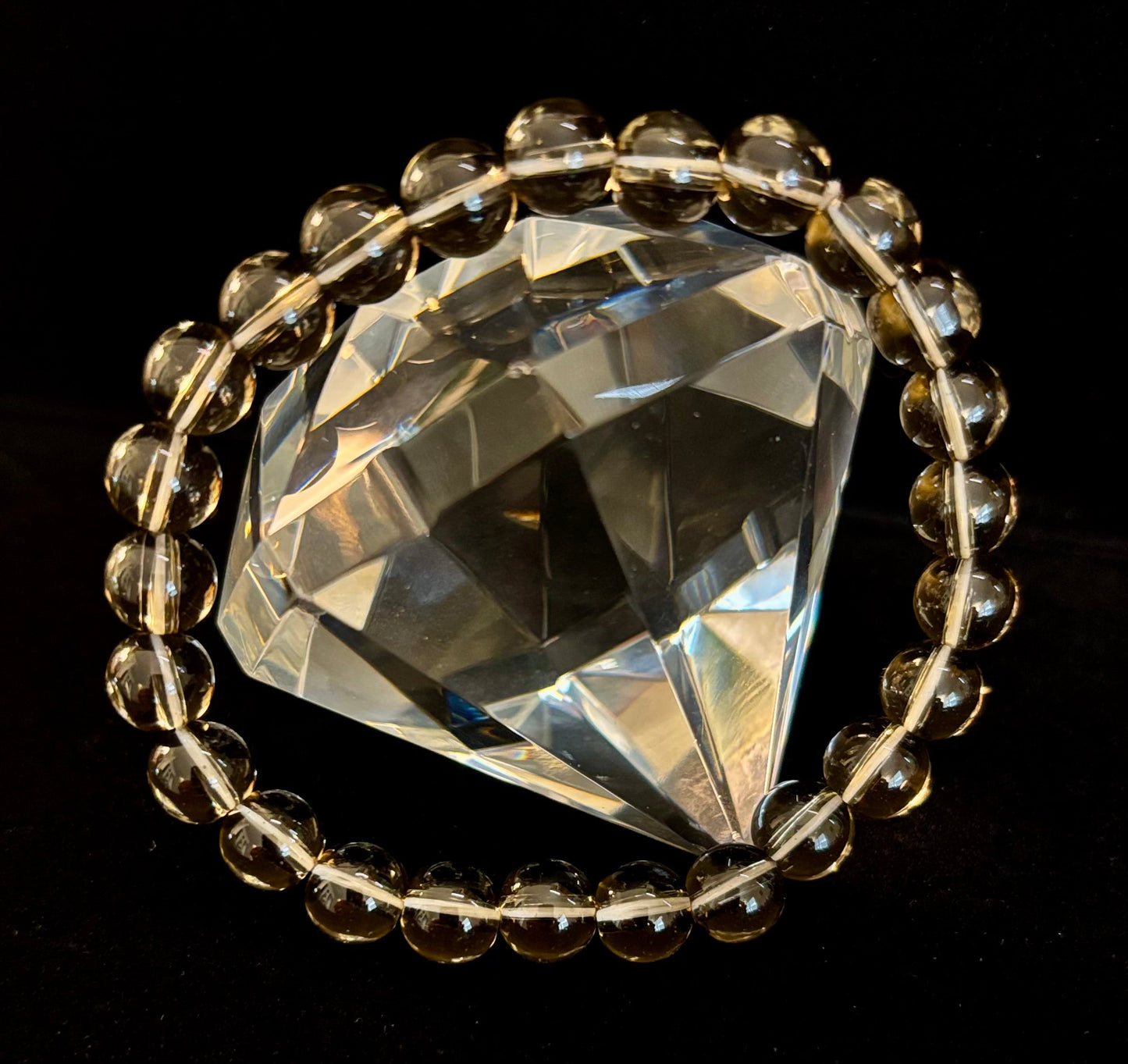 Pulsera de cuarzo ahumado – Cristal natural de 8 mm para conexión a tierra, protección y claridad