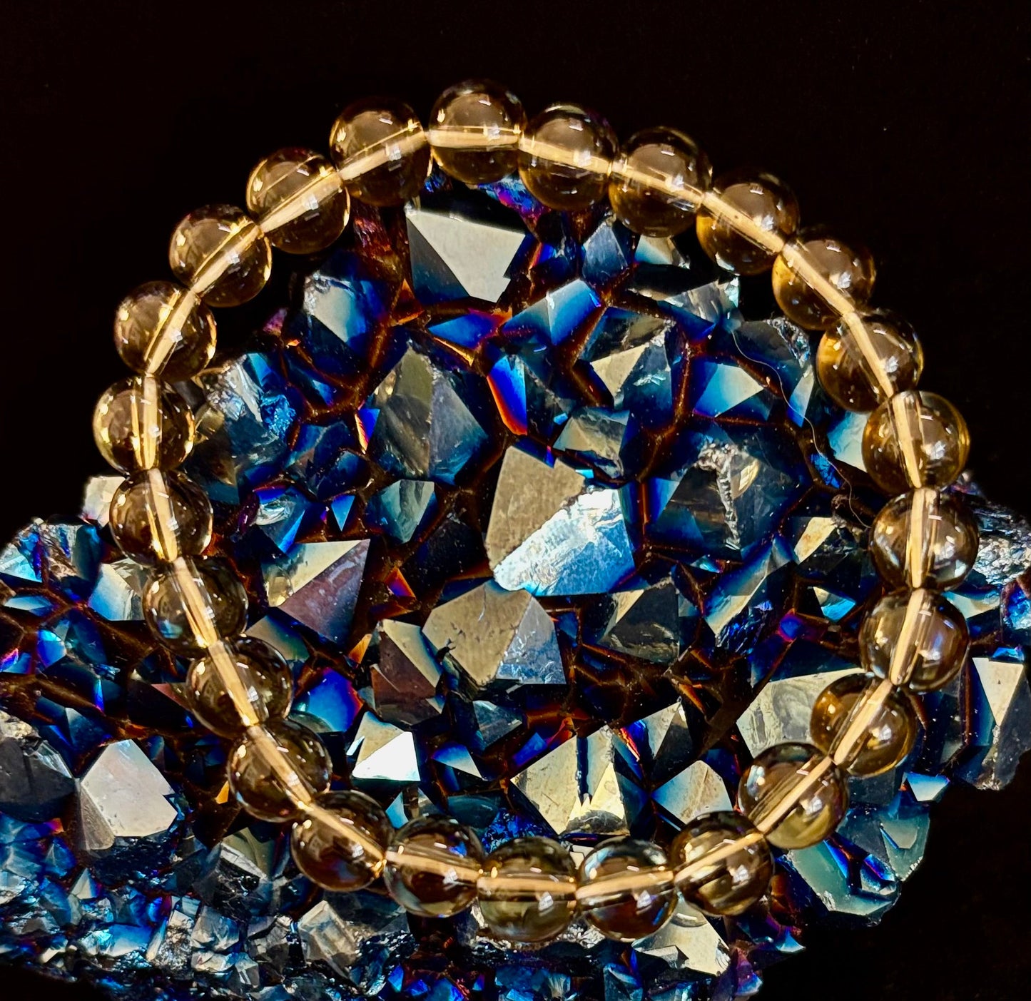 Pulsera de cuarzo ahumado – Cristal natural de 8 mm para conexión a tierra, protección y claridad