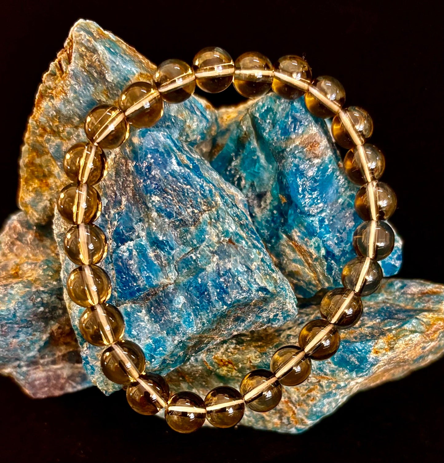 Pulsera de cuarzo ahumado – Cristal natural de 8 mm para conexión a tierra, protección y claridad