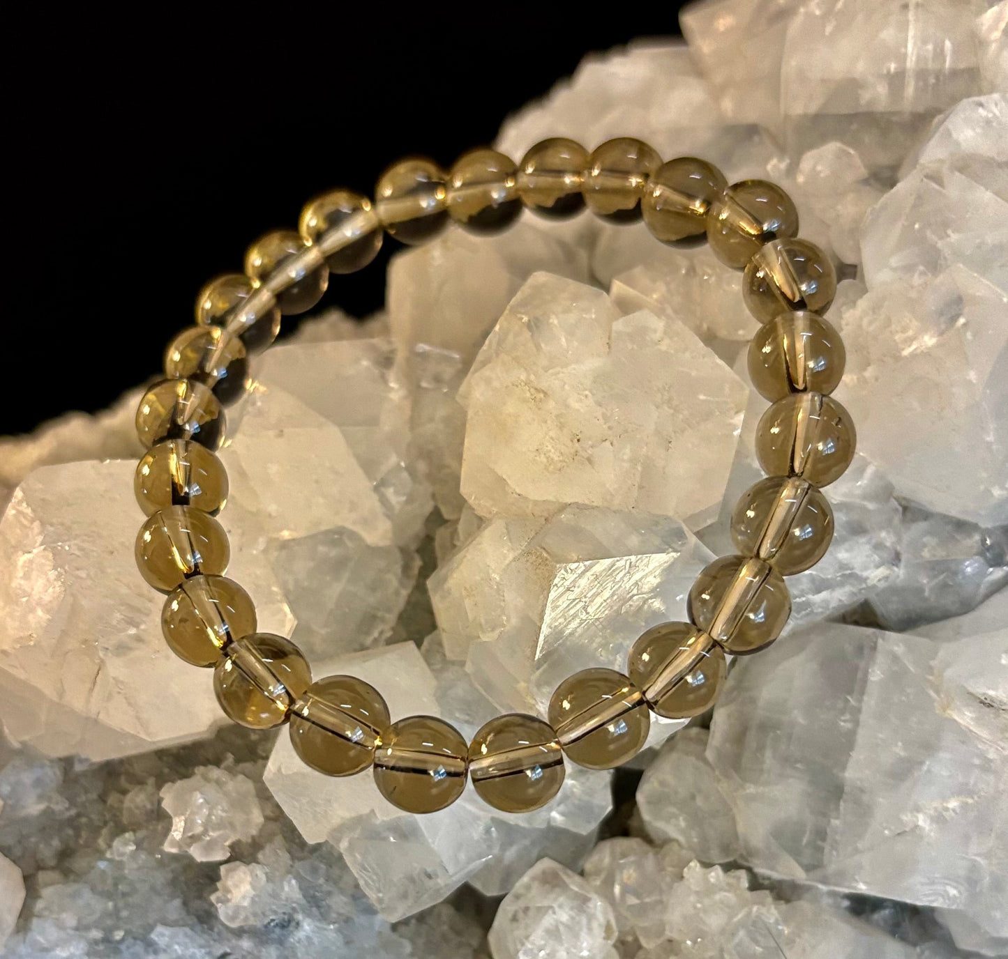 Pulsera de cuarzo ahumado – Cristal natural de 8 mm para conexión a tierra, protección y claridad