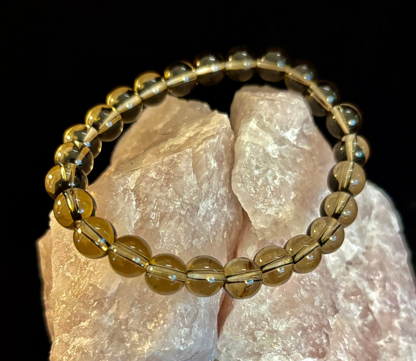 Pulsera de cuarzo ahumado – Cristal natural de 8 mm para conexión a tierra, protección y claridad