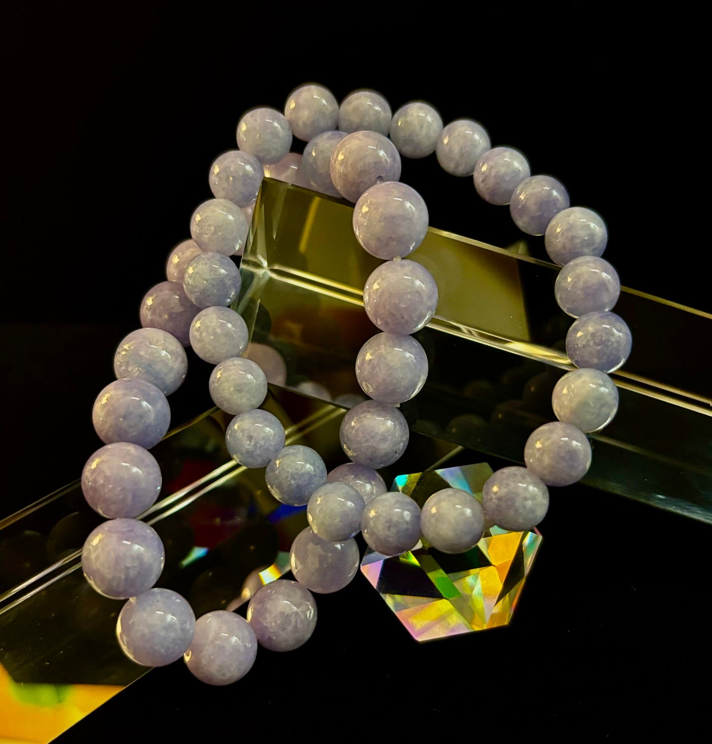 Pulsera de cristal de angelita – Serenidad e intuición | Cuentas de 8 mm y 10 mm para muñecas medianas