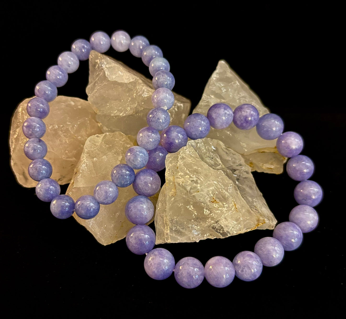 Pulsera de cristal de angelita – Serenidad e intuición | Cuentas de 8 mm y 10 mm para muñecas medianas