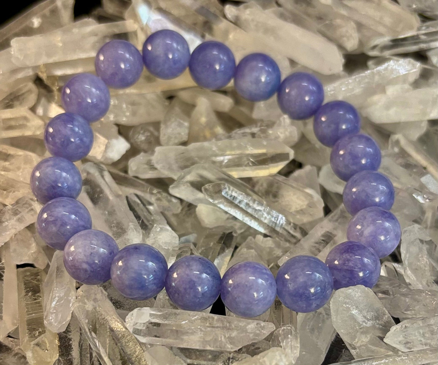 Pulsera de cristal de angelita – Serenidad e intuición | Cuentas de 8 mm y 10 mm para muñecas medianas