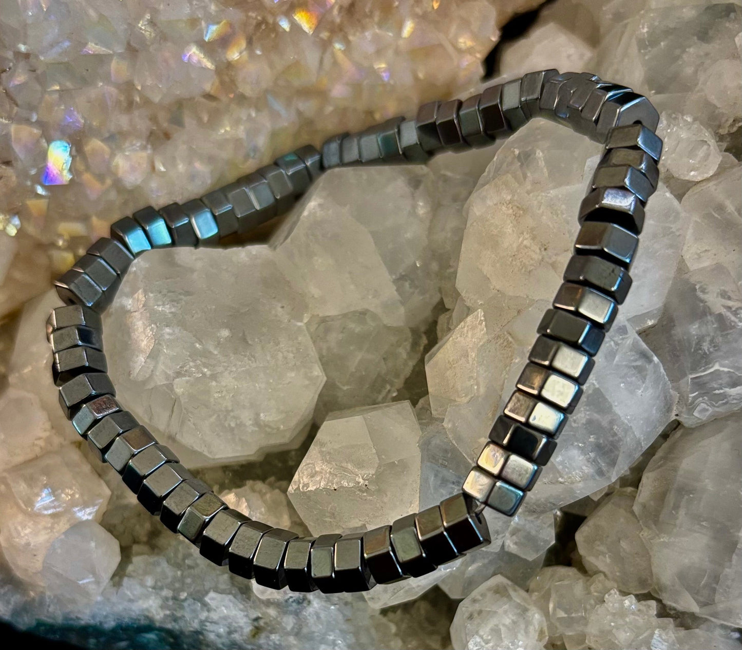 Pulsera de cuentas geométrica retro – Diseñada para muñecas grandes a extragrandes
