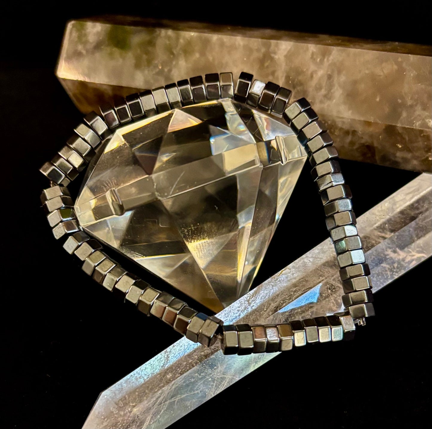 Pulsera de cuentas geométrica retro – Diseñada para muñecas grandes a extragrandes