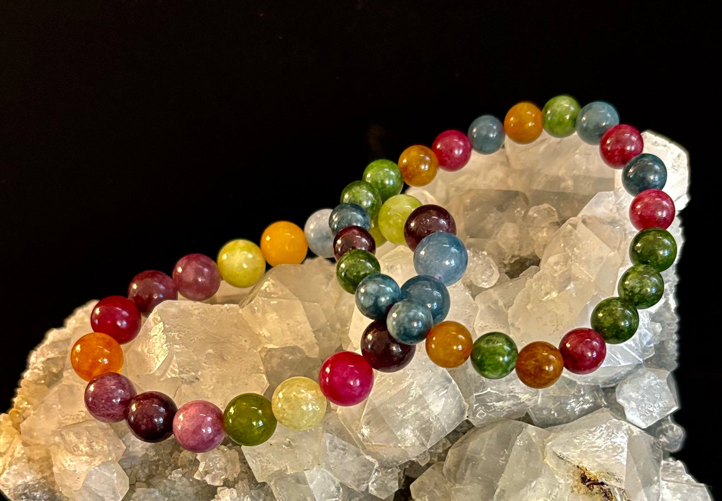 Pulsera de Turmalina Multicolor – Equilibrio, Protección y Sanación Emocional Infundida con Reiki (Muñeca Mediana)