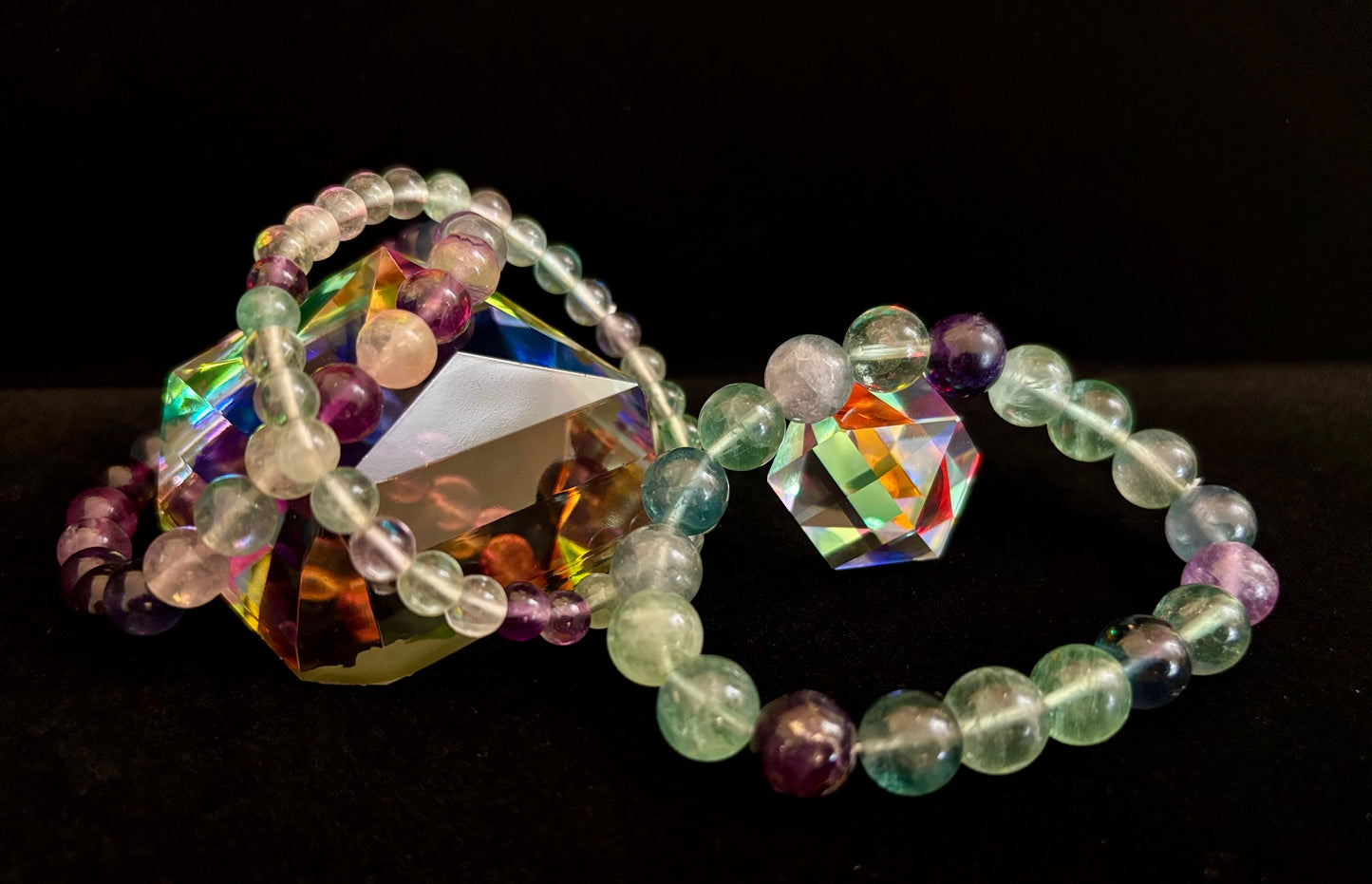 Pulsera de curación espiritual de fluorita natural – Cuentas de piedras preciosas de 6 mm, 8 mm o 10 mm