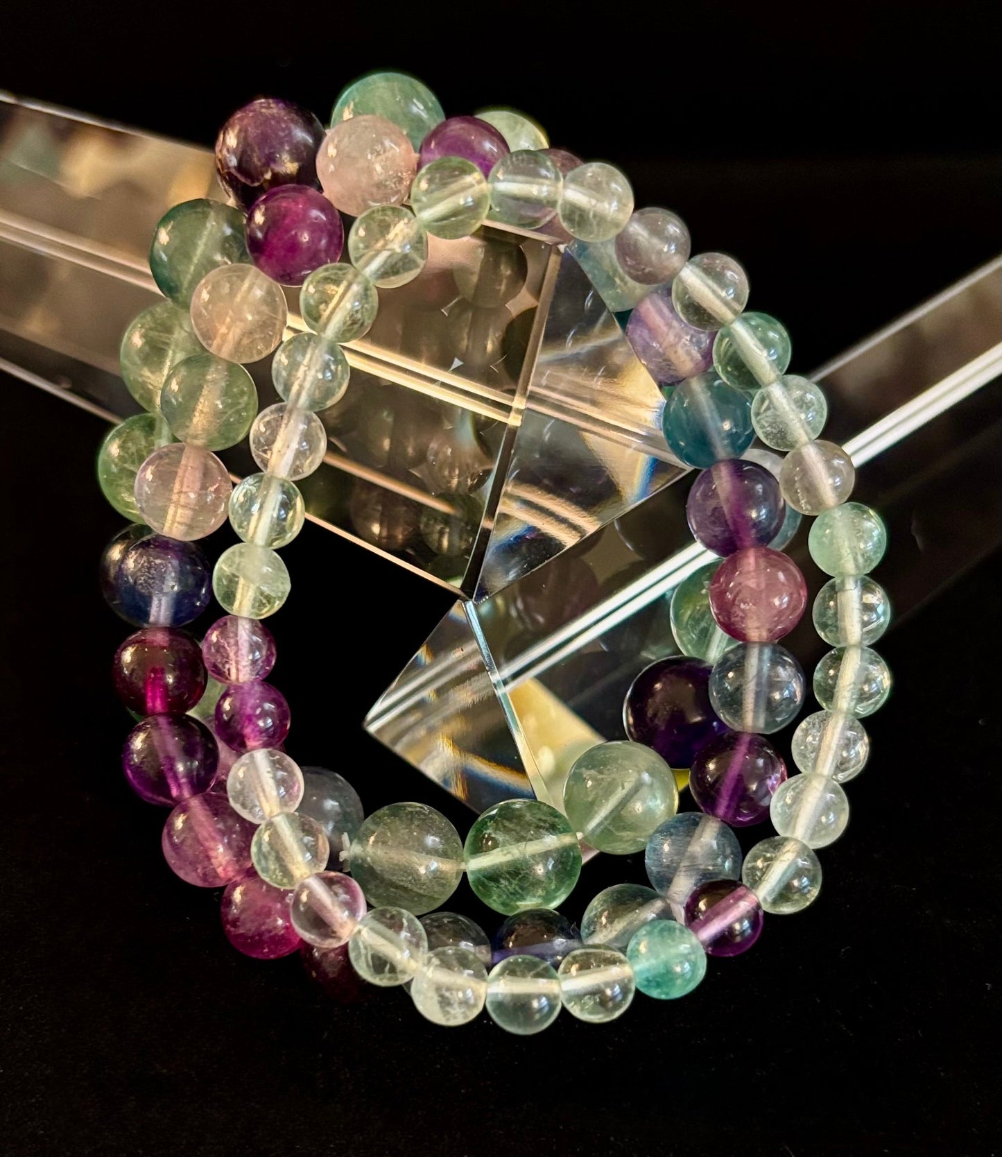Pulsera de curación espiritual de fluorita natural – Cuentas de piedras preciosas de 6 mm, 8 mm o 10 mm